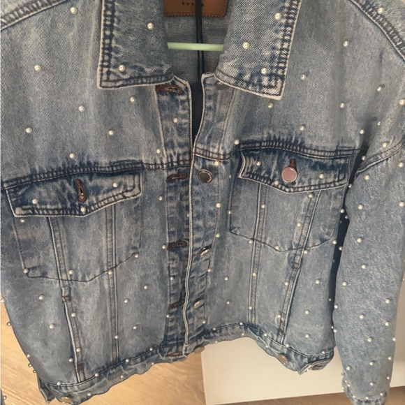 Pearl Studded Denim Jacket - Picture 2 of 5